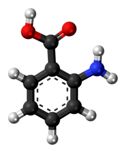 Ball-and-stick model of the anthranilic acid molecule
