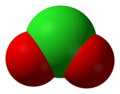 Space-filling model of the chlorite anion