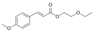 Ball-and-stick model of the cinoxate molecule