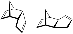 Stereo wireframe model of dicyclopentadiene.