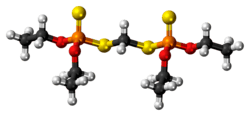 Ball-and-stick model of the ethion molecule