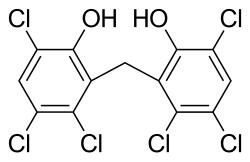 Skeletal formula of hexachlorophene