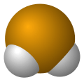 Space-filling model of the hydrogen selenide molecule