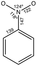 Nitrobenzene, distances in picometers