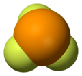 Space-filling model of phosphorus trifluoride