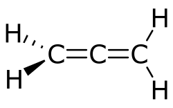Stereo structural formula of propadiene with explicit hydrogens