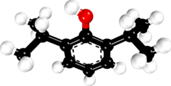 Ball-and-stick model of propofol