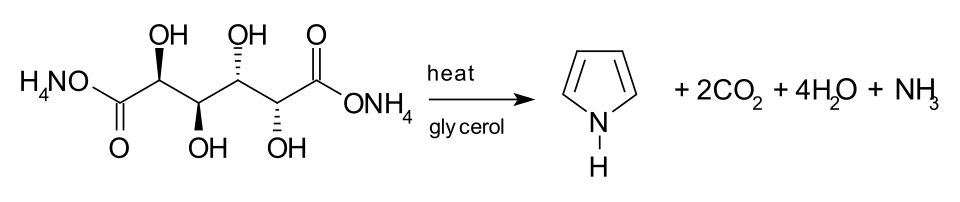 Synthesis of pyrrole from ammonium mucate