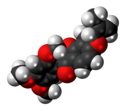 Space-filling model of the rotenone molecule