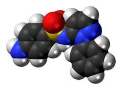 Space-filling model of the sulfaphenazole molecule