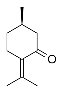 2D representation of the chemical structure of pulegone.