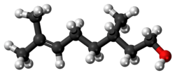 Ball-and-stick model of the (−)-citronellol molecule