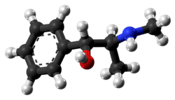 Ball-and-stick model of the (1R,2S)-ephedrine molecule