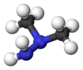 Ball and stick model of unsymmetrical dimethylhydrazine