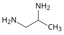 Skeletal formula of 1,2-diaminopropane with some implicit hydrogens shown