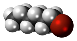Spacefill model of 1-bromohexane
