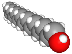 Space-filling model of 1-pentadecanol