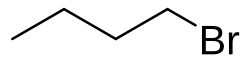 Skeletal formula of 1-bromobutane with some implicit hydrogens shown