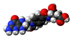 Space-filling model of the 10-formyltetrahydrofolate molecule