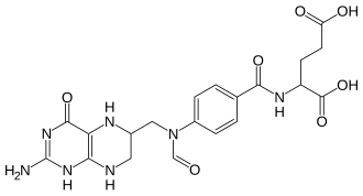 Skeletal formula of 10-formyltetrahydrofolate