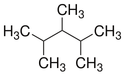 Skeletal formula of 2,3,4-trimethylpentane with some implicit hydrogens added