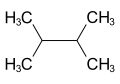 Skeletal formula of 2,3-dimethylbutane with some implicit hydrogens shown