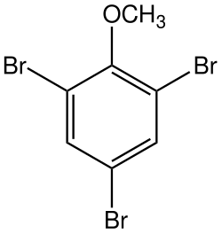 Skeletal formula of 2,4,6-tribromoanisole