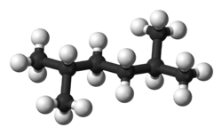 Ball and stick model of 2,5-dimethylhexane