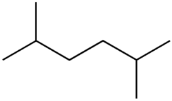 Skeletal formula of 2,5-dimethylhexane