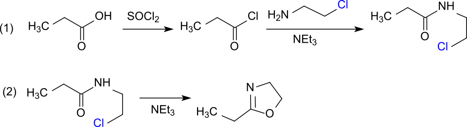 Synthese von 2-Ethyl-2-oxazolin mit Chlorethylamin