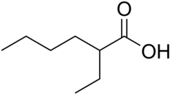 Skeletal formula of 2-ethylhexanoic acid
