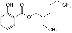 Structural formula of octyl salicylate