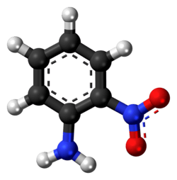 Ball-and-stick model of the 2-nitroaniline molecule