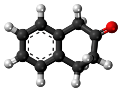 Ball-and-stick model of the 2-tetralone molecule