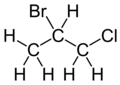 Skeletal formula of 2-bromo-1-chloropropane with all explicit hydrogens added