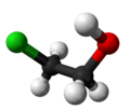Ball and stick model of 2-chloroethanol