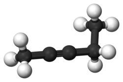 Ball-and-stick model of 2-pentyne