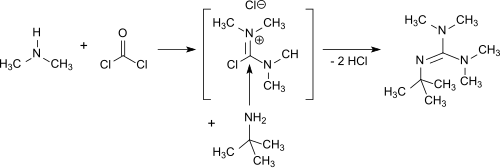 Synthesis of 2-tert.-Butyl-1,1,3,3-tetramethylguanidin aus TMU