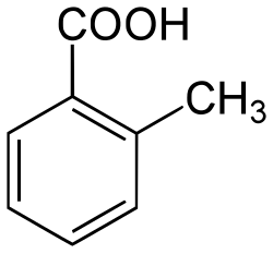Skeletal formula of o-toluic acid