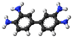 Ball-and-stick model of the 3,3′-diaminobenzidine molecule