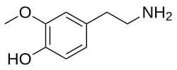 Skeletal formula of 3-methoxytyramine