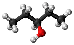 Ball-and-stick model of the 3-pentanol molecule