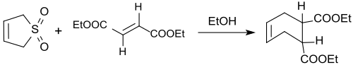 Reaction of 3-sulfolene with diethyl fumarate