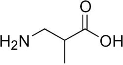 Skeletal formula of 3-aminoisobutyric acid