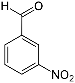 Skeletal formula of 3-nitrobenzaldehyde