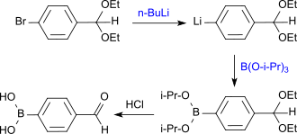 4-Formylphenylboronsäure mit n-Butyllithium