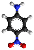 Ball-and-stick model of the p-nitroaniline molecule