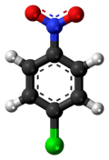 Ball-and-stick model of the 4-nitrochlorobenzene molecule