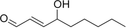 Skeletal formula of 4-hydroxynonenal ((2E)-2-en)