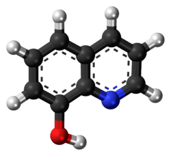 Ball-and-stick model of the 8-hydroxyquinoline molecule